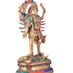 Pure Brass Kali Mata Idol with Stonework | 18" Four-Armed Divine Art | 9.5kg Sacred Masterpiece | Meenakari Beauty | Jaipurio